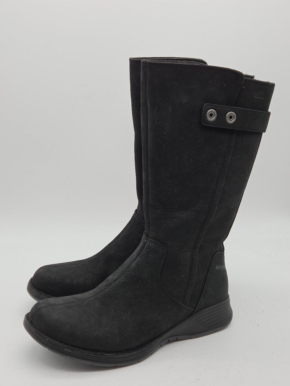 Merrell Tracy Tall Waterproof Nubuck Leather Boots Size 6 Black